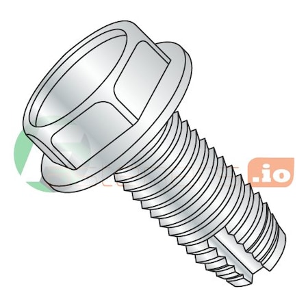 Thread Cutting Screw, #10-24 X 5/8 In, Zinc Plated Steel Hex Head Hex Drive, 6000 PK